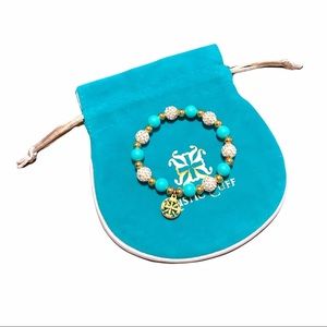 Blue, White, and Gold Rustic Cuff Bracelet